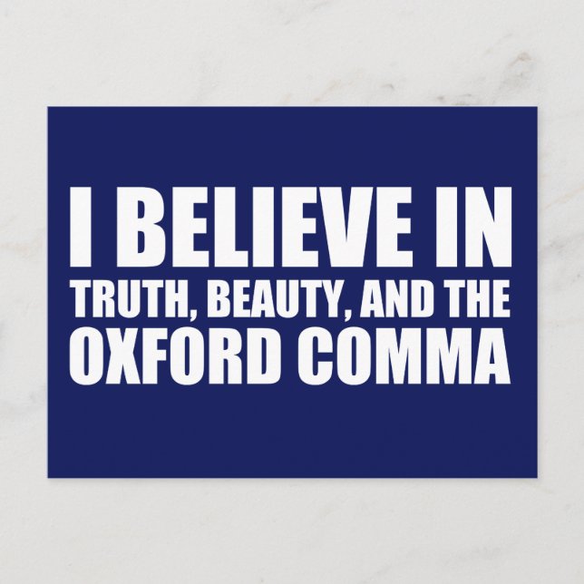 Postal Creer en el humor de la comma de Oxford (Anverso)