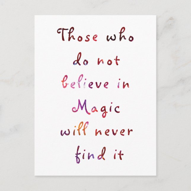 Postal Creer en la magia (Anverso)