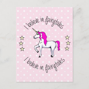Postal Creer en los chicas personalizados de unicornio