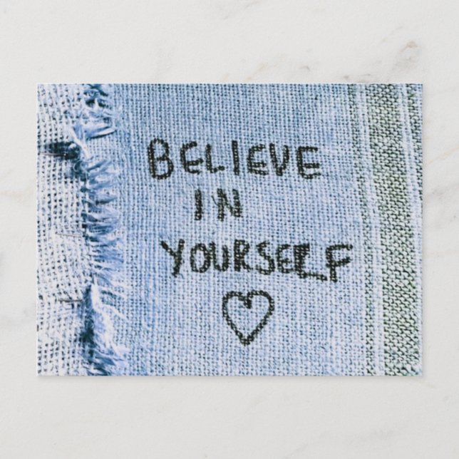 Postal Creer en ti mismo Blue Denim Motivational (Anverso)