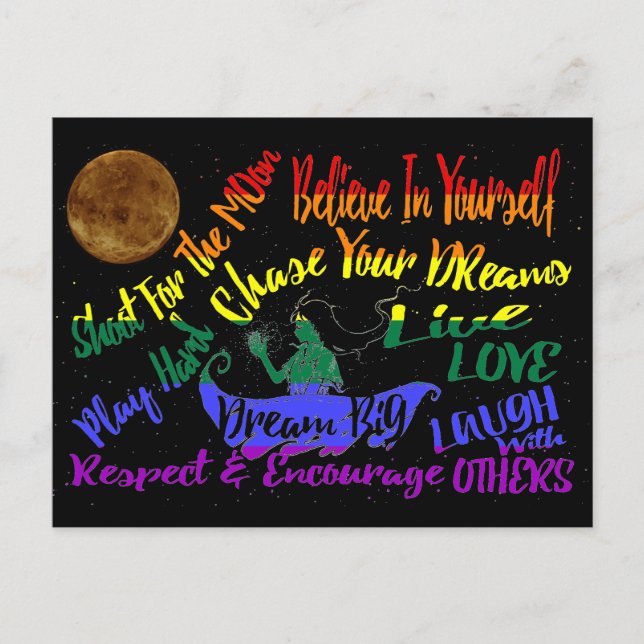 Postal Creer en ti mismo Soñar amor Respeto animar (Anverso)