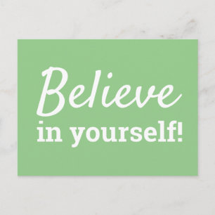 Postal Creer en tu propia cita de motivación Blanco verde