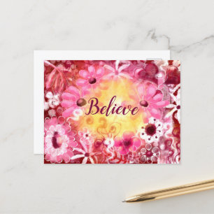 Postal Creer Flores rojas amarillas florales y brillantes