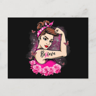 Postal Creer que las mujeres con Cinta Rosa son fuertes e