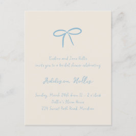 Postal Crema Algo Azul Bow Ducha De Novias