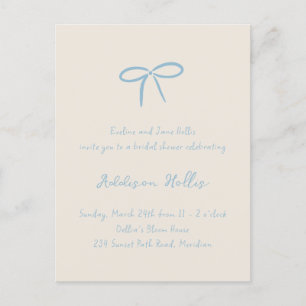 Postal Crema Algo Azul Bow Ducha De Novias