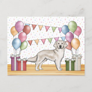 Postal Crema inglesa Golden Retriever Colorful Birthday