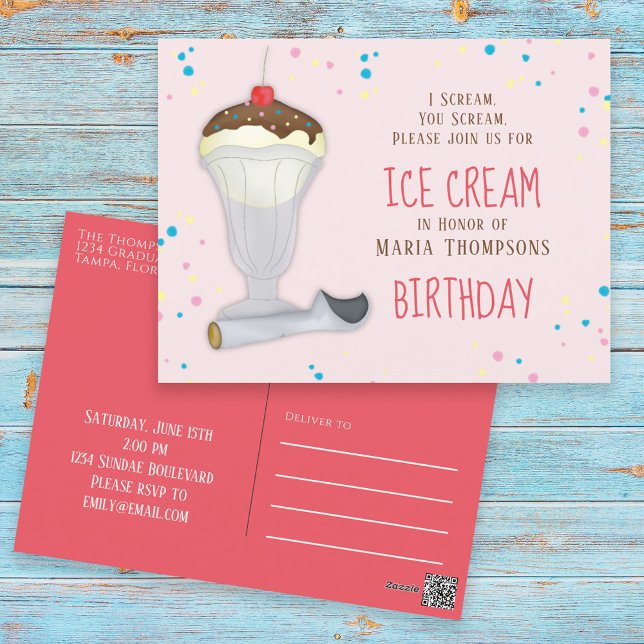 Postal Crema moderna de hielo Whimsical Sprinkles Cumplea (Subido por el creador)