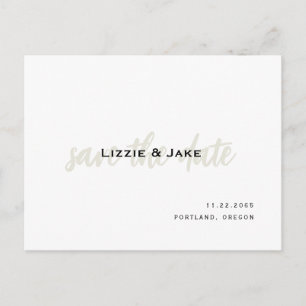 Postal Crema moderno y simple boda blanca salven la fecha