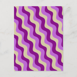 Postal Crema retro ondulada geométrica púrpura