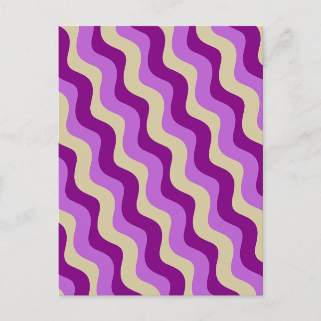Postal Crema retro ondulada geométrica púrpura (Anverso)