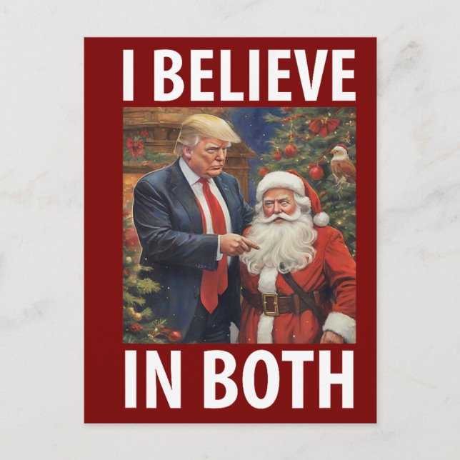 Postal Creo En Ambos Trump Santa Tee Divertidos (Anverso)