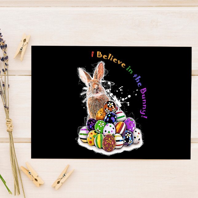 Postal ¡Creo en el conejo! Huevos de conejo de Pascua (I Believe in the Bunny! Easter Bunny Eggs. Postcard)