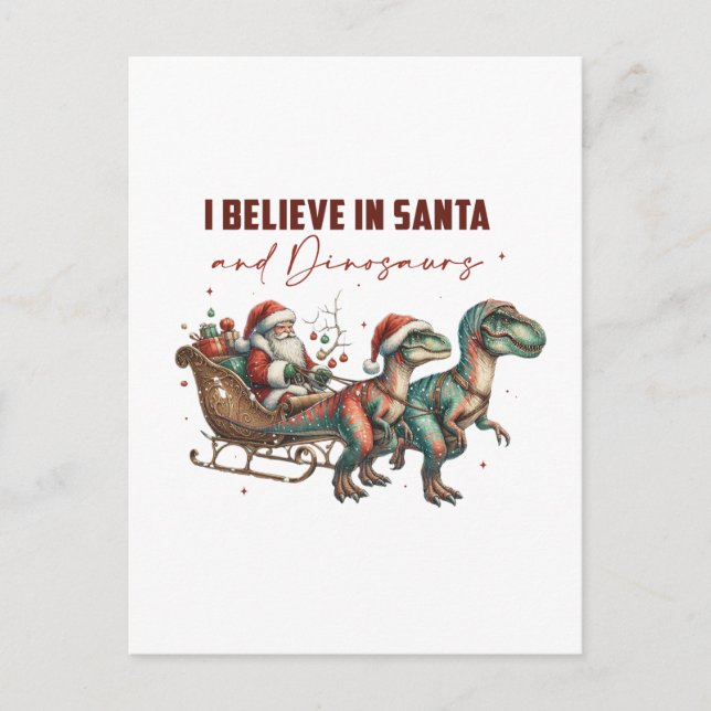 Postal Creo en Santa y los dinosaurios (Anverso)
