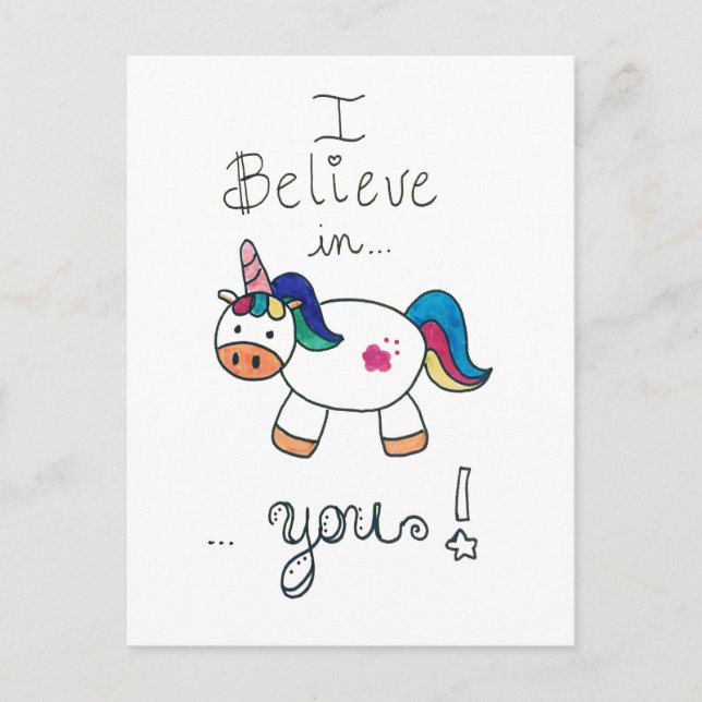 Postal ¡Creo en TI! Unicornio (Anverso)