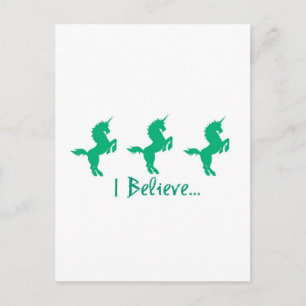 Postal Creo que el diseño de unicornio verde