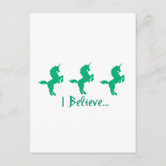 Postal Creo que el diseño de unicornio verde