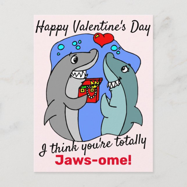 Postal Creo que eres totalmente jawsome, Shark Valentine (Anverso)