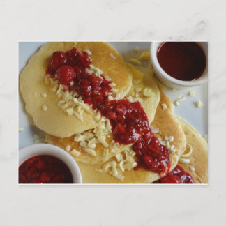 Postal Crepes americanas frambuesas y chocolate blanco