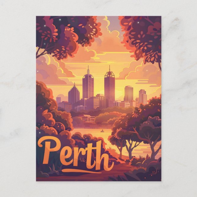Postal Crepúsculo de Perth: Sinfonía de la puesta del sol (Anverso)