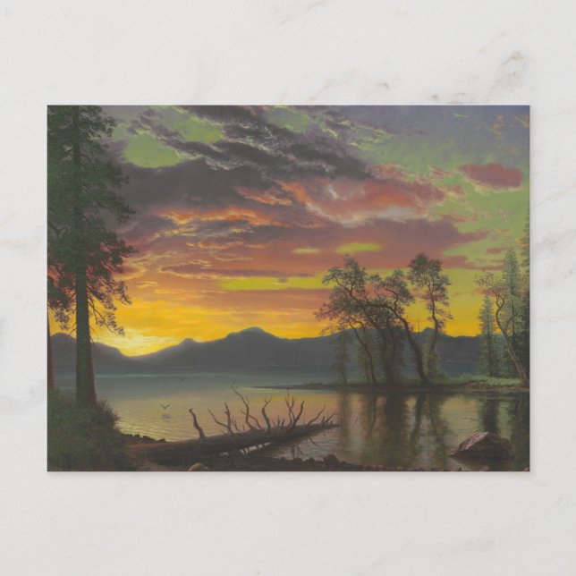 Postal Crepúsculo, Lago Tahoe, c.1870 (aceite sobre lienz (Anverso)