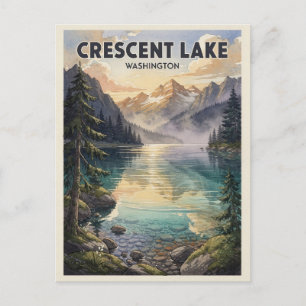Postal Crescent Lake Washington Viajes Antiguos