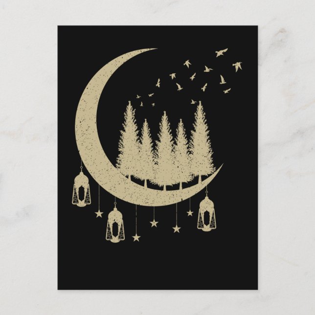 Postal Crescent Moon Birds Spiritual Nature Lover (Anverso)