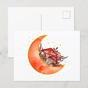 Postal Crescent Moon Mushroom Cottagecore Fungi Mycología