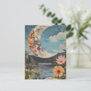 Postal Crescent Moon Over Serene Landscape