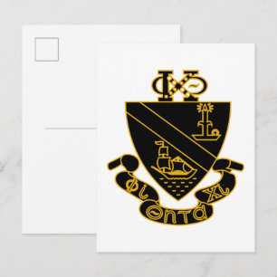 Postal Crest de Phi Chi Theta Oro y Negro