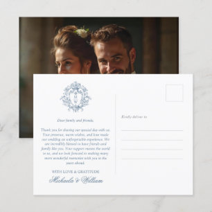 Postal Crest Monograma Vintage Regencia Agradecimiento de