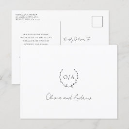 Postal Crestón de Corona de Monograma Elegante Agradecimi