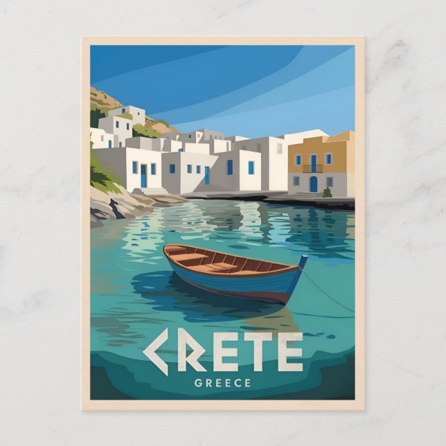 Postal Creta de Viajes Vintage Grecia Retro Scenic (Anverso)