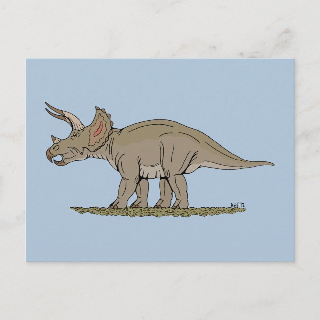 Postal Cretácico Dinosaurio Triceratops (Anverso)