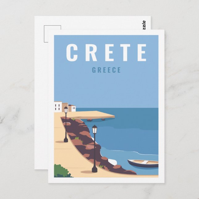 Postal Crete Grecia Famoso Ilustracion del lugar de viaje (Anverso / Reverso)
