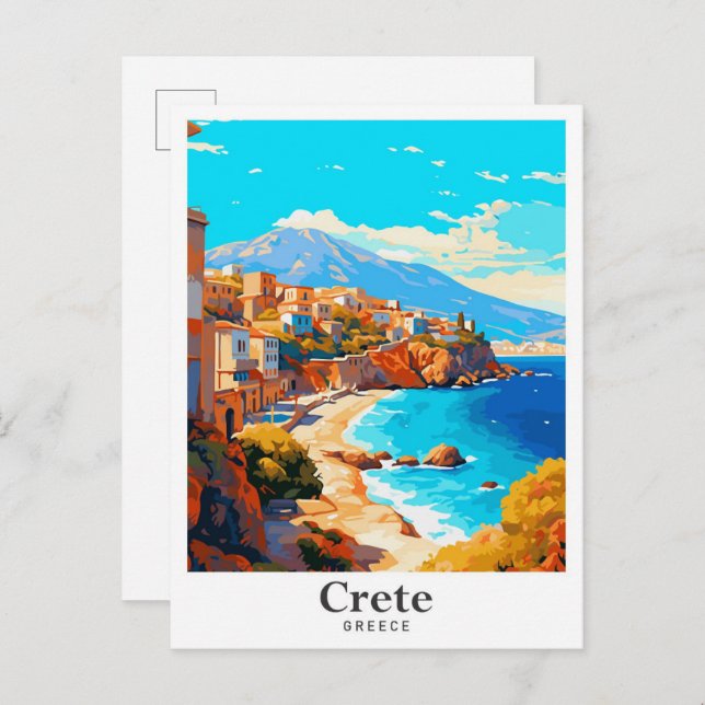 Postal Crete Grecia Viaje retrato vintage (Anverso / Reverso)