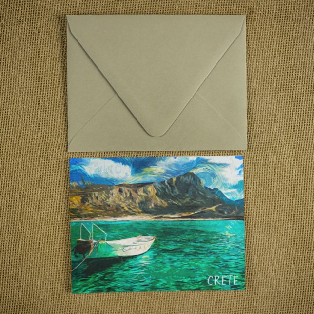 Postal Crete Greece Ocean Oil Painting (crete greece oil painting postcard)