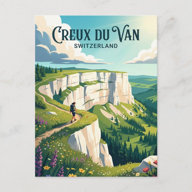 Postal Creux du Van Suiza (Anverso)
