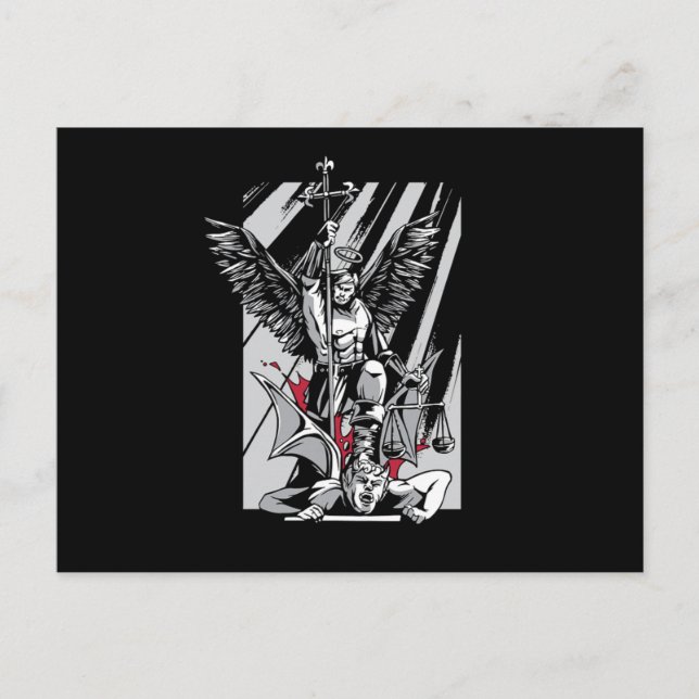 Postal Creyente de fe religiosa malvada de St Michael Arc (Anverso)