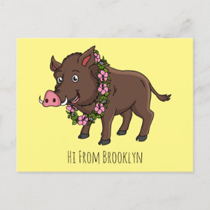 Postal Cría de jabalí y flores de personalizado