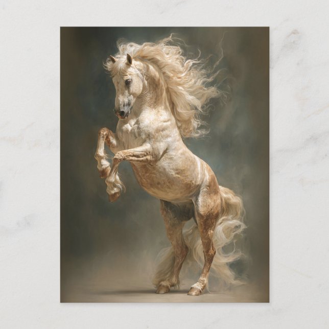 Postal Cría decoupage caballo palomino (Anverso)