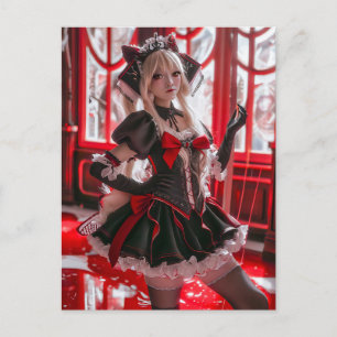 Postal Criada de Fantasía Gótica con Estilo Kawaii