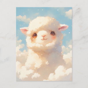 Postal Criadilla Blanca Esponjosa de Alpaca Asomándose a 