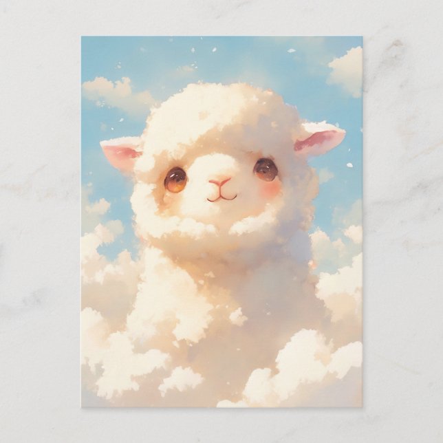 Postal Criadilla Blanca Esponjosa de Alpaca Asomándose a  (Anverso)