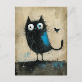 Postal Criatura híbrida en gato y pájaro