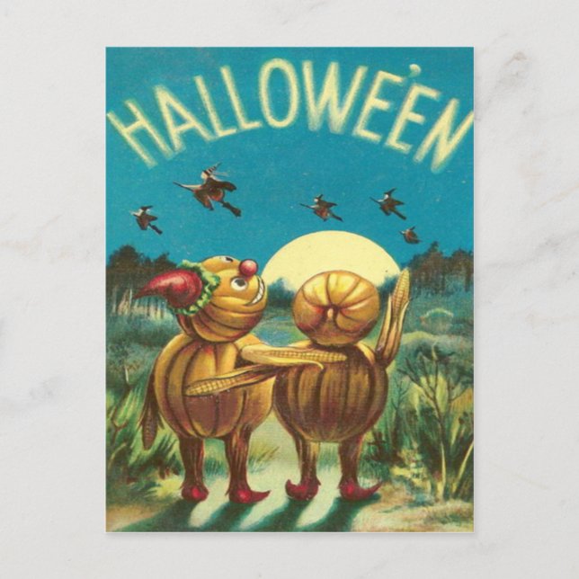 Postal Criatura Monstruo Bruja de Jack O' Lantern (Anverso)
