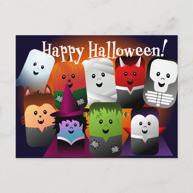 Postal Criaturas de los monstruos de Halloween Personaliz (Anverso)