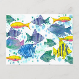 Postal Criaturas del océano azul turquesa de peces tropic