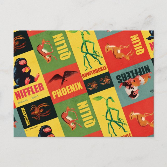 Postal Criaturas Fantásticas Patrón Vintage (Anverso)