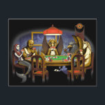 Postal Criaturas míticas jugando al póquer<br><div class="desc">Una sirena,  un cíclope,  un dragón,  una parrilla,  un unicornio,  un hadas y un gnomo se reúnen para jugar a las cartas en esta obra de arte de fantasía de estilo clásico de la pintura. Por Paxdomino</div>